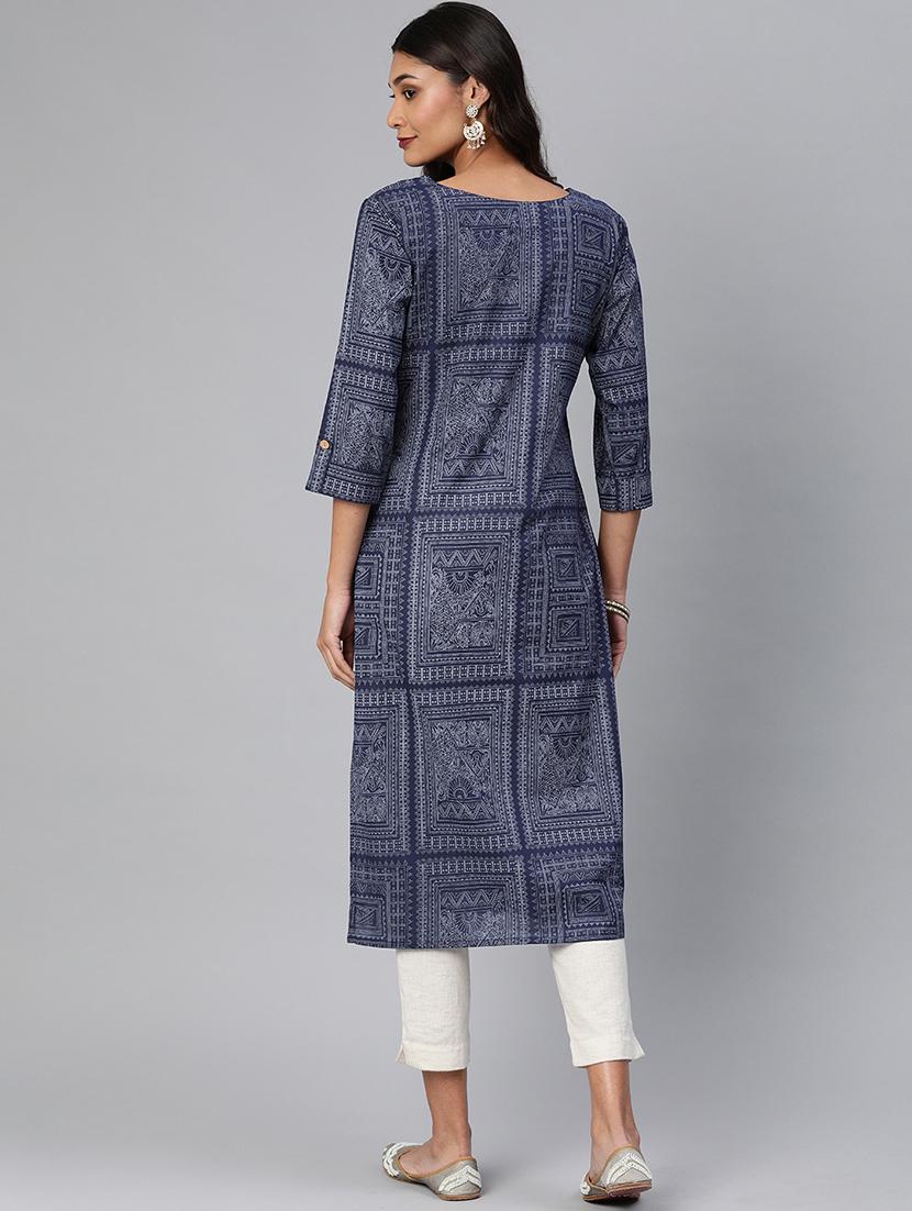 printed straight kurta - 17542307 - Zoom Image - 3