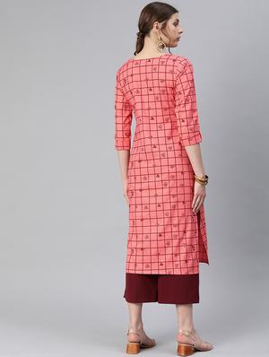 checkered straight kurta - 17542308 - Standard Image - 3