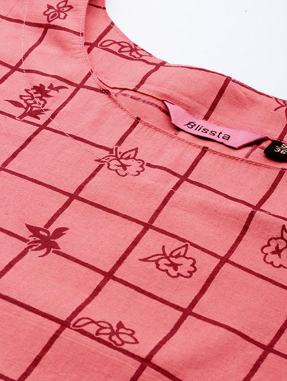checkered straight kurta - 17542308 - Zoom Image - 5