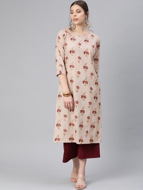 foil print straight kurta - 17542311 - Very Small Image - 1