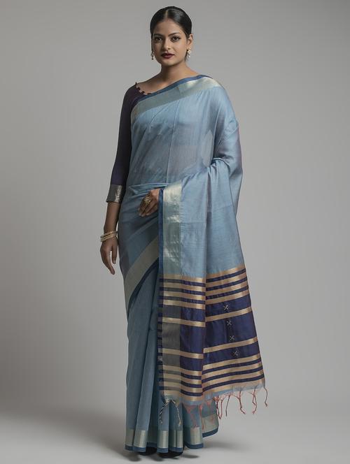 solid plain saree with blouse - 17542315 - Standard Image - 1