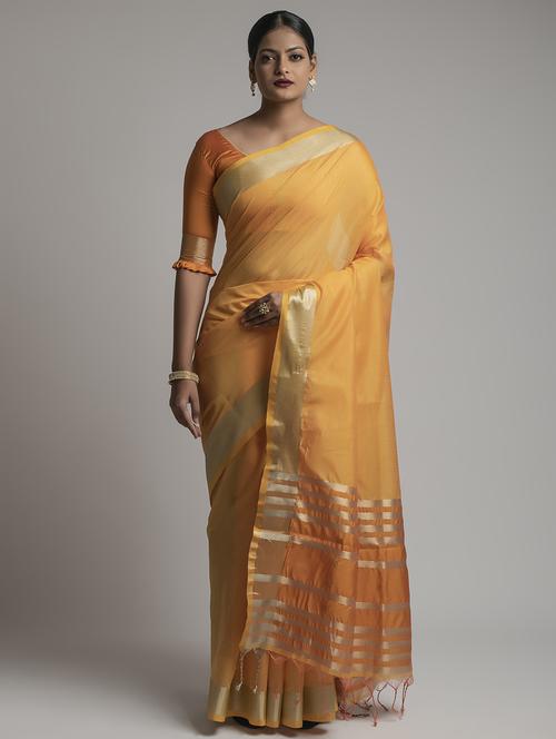 solid plain saree with blouse - 17542317 - Standard Image - 1