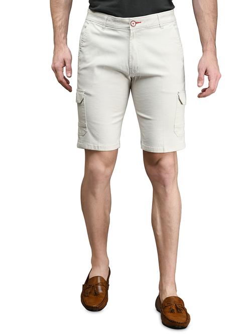 off white solid bermuda shorts - 17542389 - Standard Image - 1
