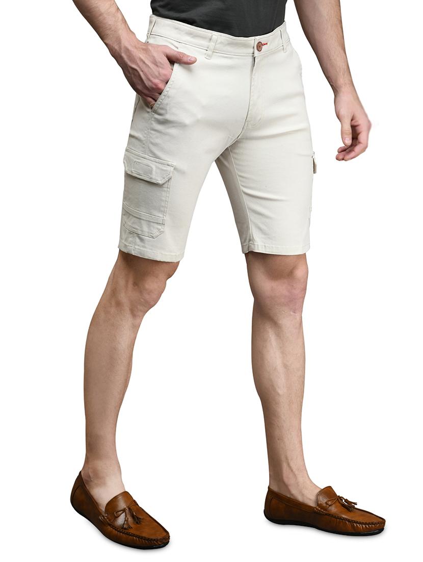 off white solid bermuda shorts - 17542389 - Zoom Image - 2