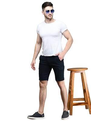 navy blue solid bermuda shorts - 17542390 - Standard Image - 4