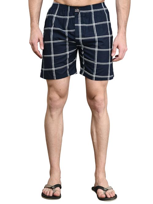 navy blue checkered boxer - 17542397 - Standard Image - 1
