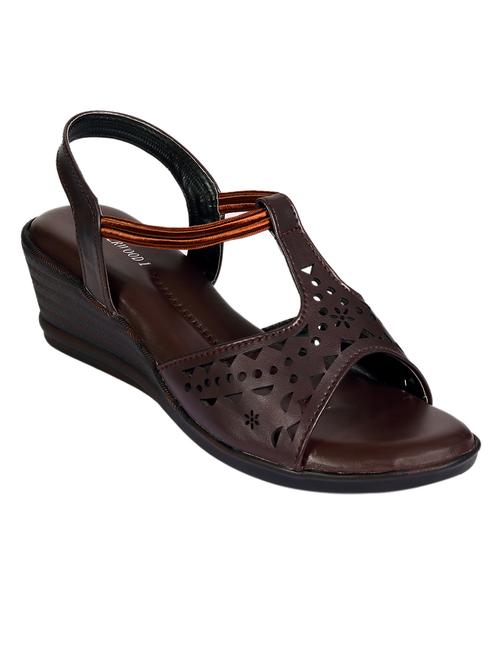 leatherwood1 synthetic leather casual wedges sandal for women's (brown) 888634 - 17542410 - Standard Image - 1