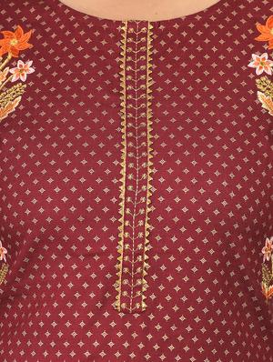 maroon kurta pant set - 17542418 - Standard Image - 4