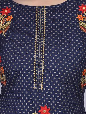navy rayon kurta pant set - 17542419 - Standard Image - 4