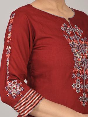 maroon kurta pant set - 17542420 - Standard Image - 4
