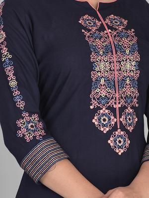 navy kurta pant set - 17542421 - Standard Image - 4