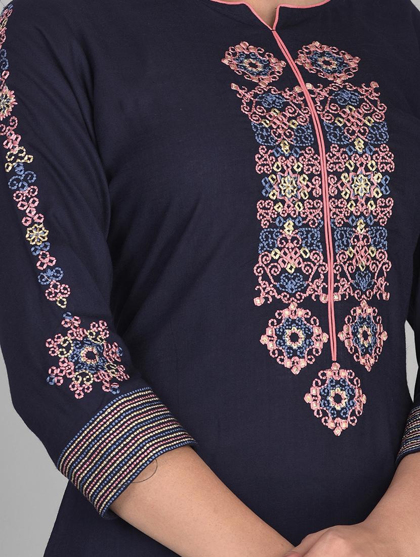 navy kurta pant set - 17542421 - Zoom Image - 4
