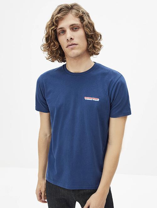 navy blue printed t-shirt - 17542427 - Standard Image - 1