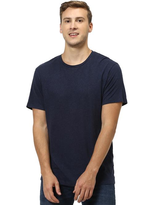 navy blue solid t-shirt - 17542438 - Standard Image - 1
