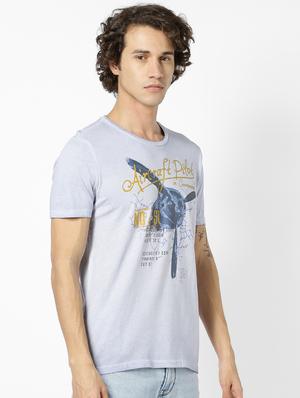 light blue printed t-shirt - 17542444 - Standard Image - 2