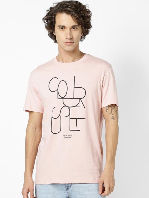 pink typographic print t-shirt - 17542452 - Standard Image - 1