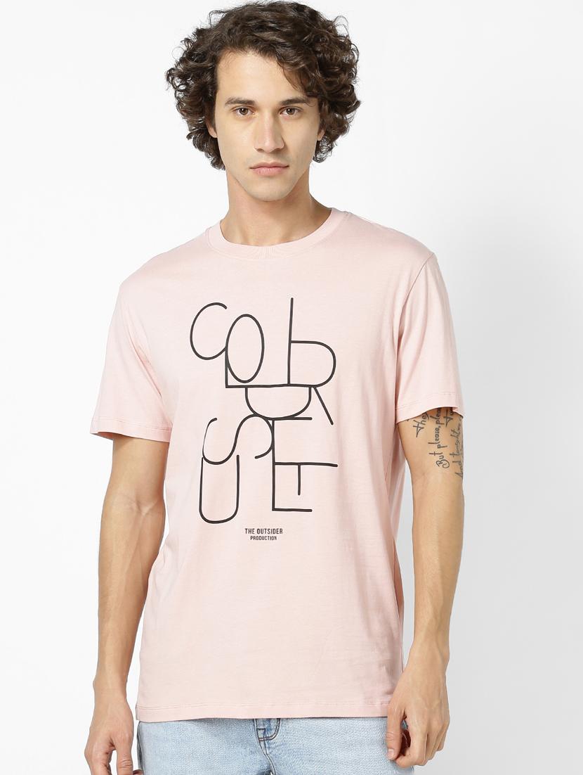 pink typographic print t-shirt - 17542452 - Zoom Image - 1