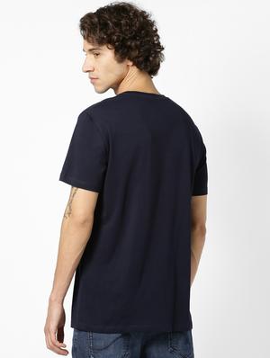 navy blue typographic print t-shirt - 17542453 - Standard Image - 3