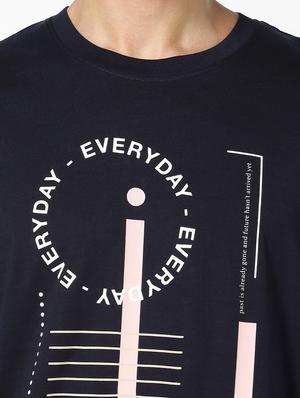 navy blue typographic print t-shirt - 17542453 - Standard Image - 5