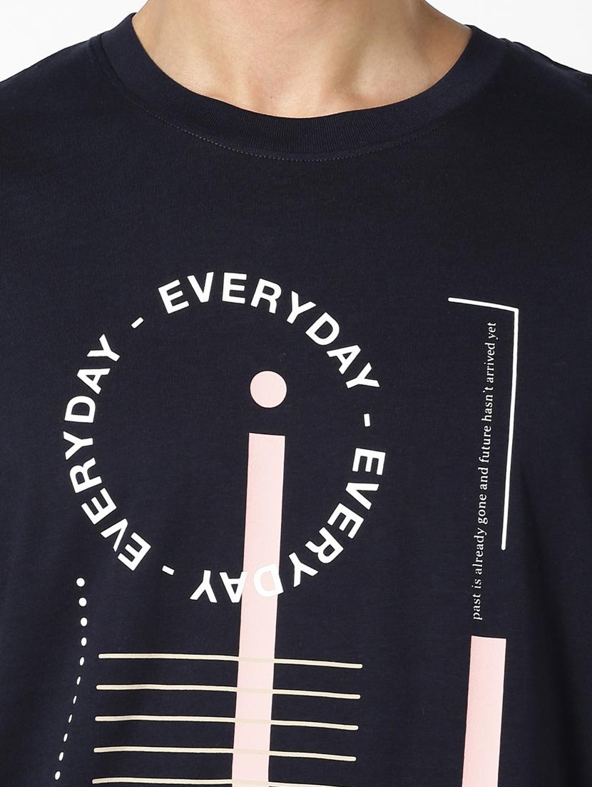 navy blue typographic print t-shirt - 17542453 - Zoom Image - 5