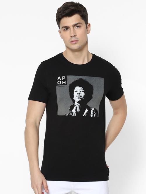black chest print t-shirt - 17542459 - Standard Image - 1