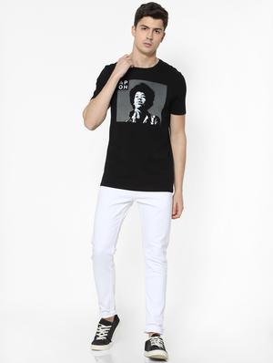 black chest print t-shirt - 17542459 - Standard Image - 4