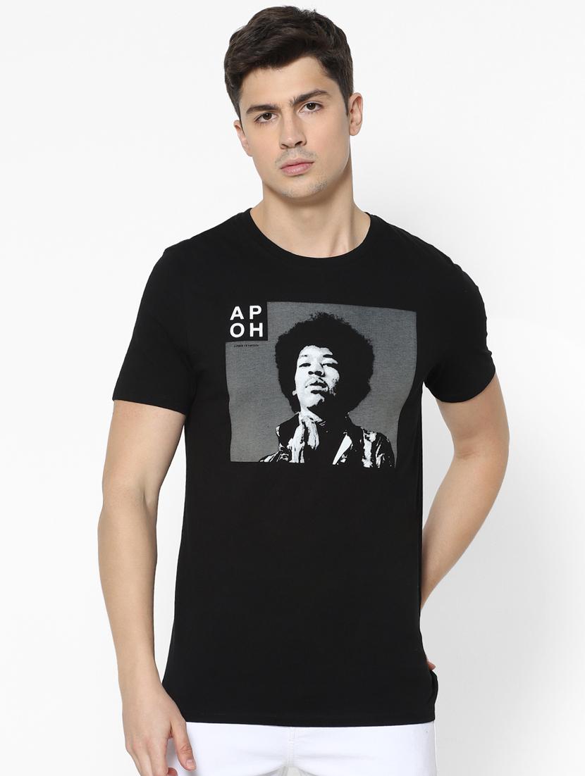 black chest print t-shirt - 17542459 - Zoom Image - 1