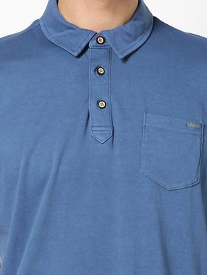 blue solid collared t-shirt - 17542467 - Standard Image - 5
