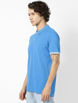 blue solid polo t-shirt - 17542468 - Standard Image - 2