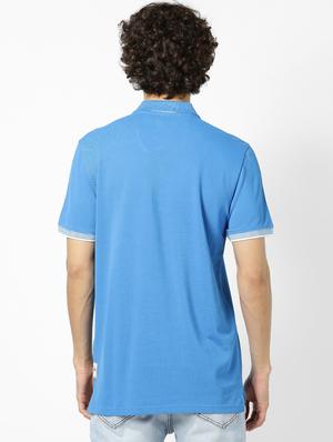 blue solid polo t-shirt - 17542468 - Standard Image - 3