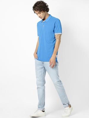 blue solid polo t-shirt - 17542468 - Standard Image - 4