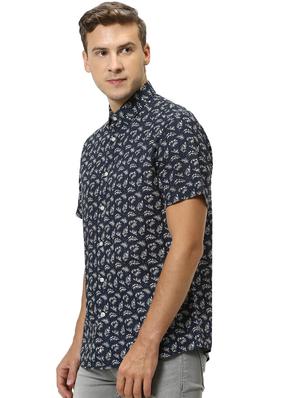 navy blue printed casual shirt - 17542490 - Standard Image - 2