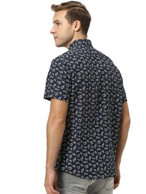 navy blue printed casual shirt - 17542490 - Standard Image - 3