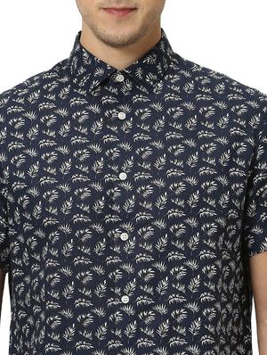 navy blue printed casual shirt - 17542490 - Standard Image - 5