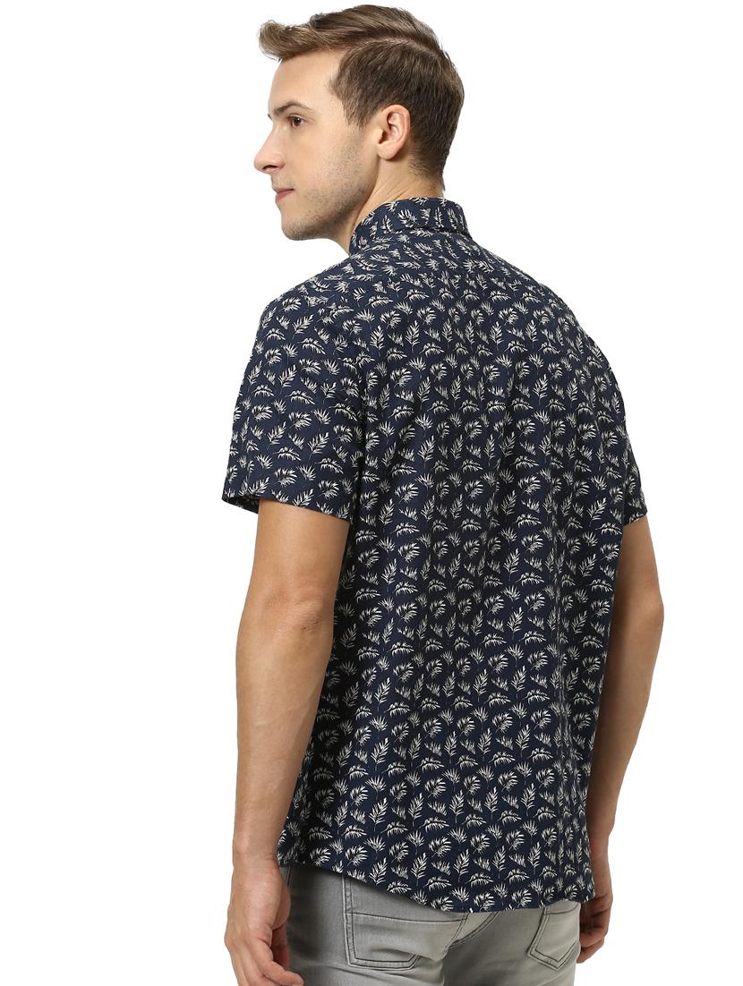 navy blue printed casual shirt - 17542490 - Zoom Image - 3