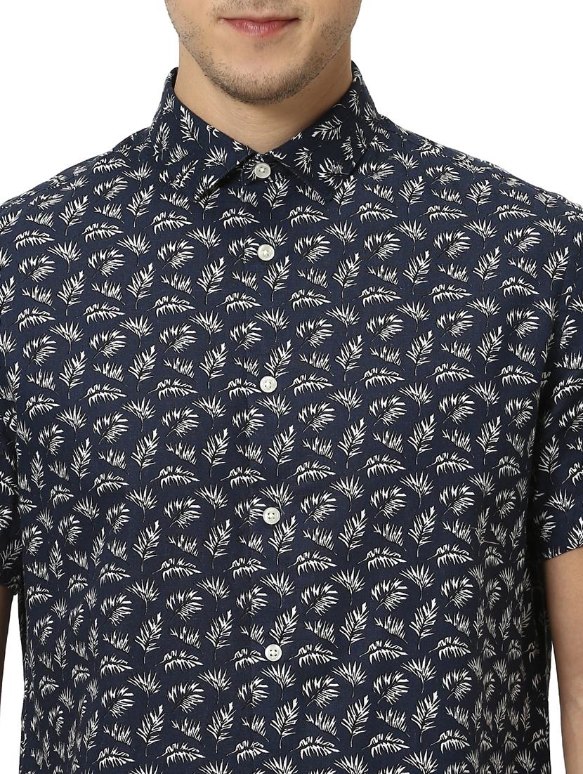 navy blue printed casual shirt - 17542490 - Zoom Image - 5