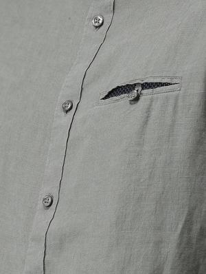 olive green solid linen casual shirt - 17542491 - Standard Image - 6