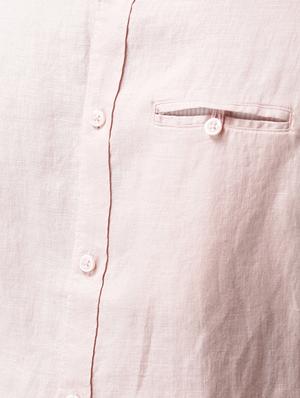 pink solid linen casual shirt - 17542497 - Standard Image - 6