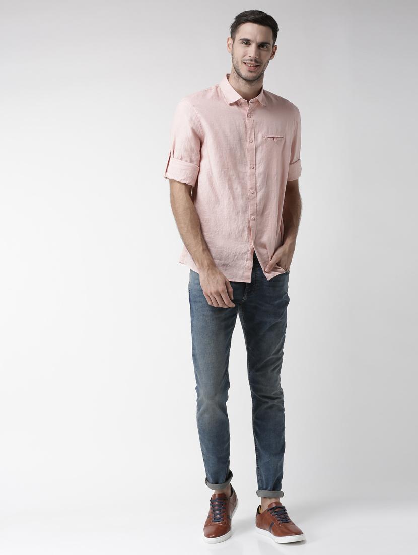 pink solid linen casual shirt - 17542497 - Zoom Image - 4