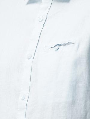 blue solid linen casual shirt - 17542501 - Standard Image - 5