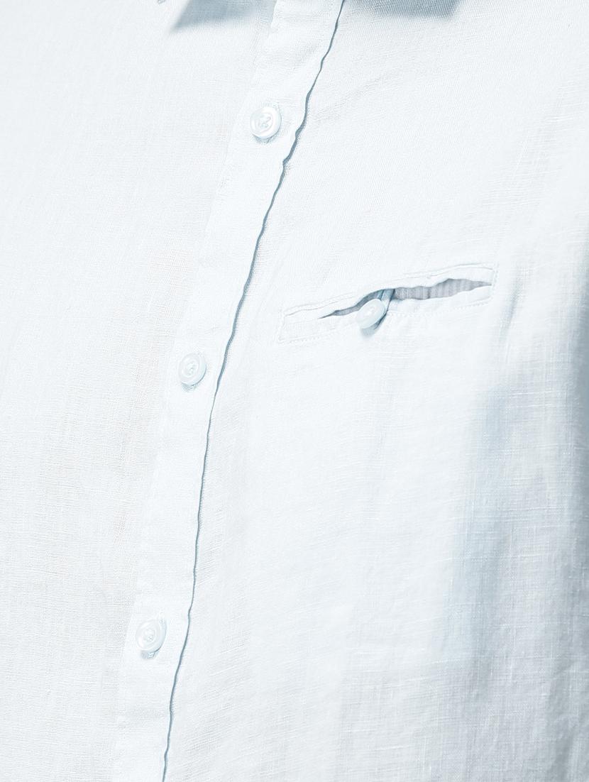 blue solid linen casual shirt - 17542501 - Zoom Image - 5