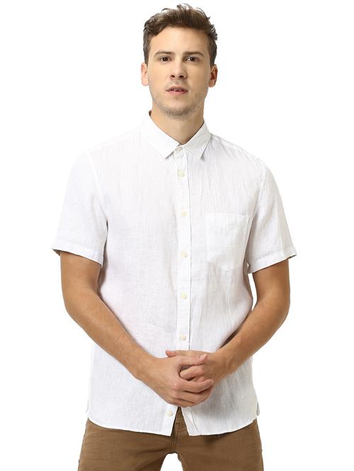 white solid linen casual shirt - 17542505 - Standard Image - 1