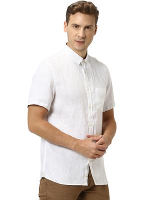 white solid linen casual shirt - 17542505 - Standard Image - 2