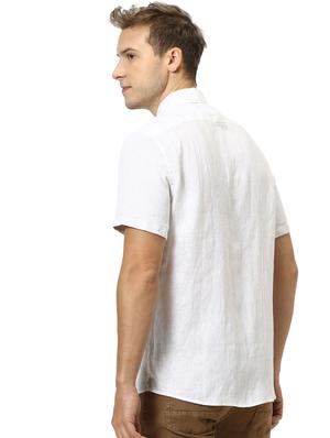 white solid linen casual shirt - 17542505 - Standard Image - 3