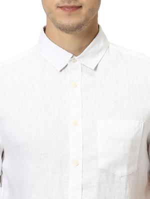 white solid linen casual shirt - 17542505 - Standard Image - 5