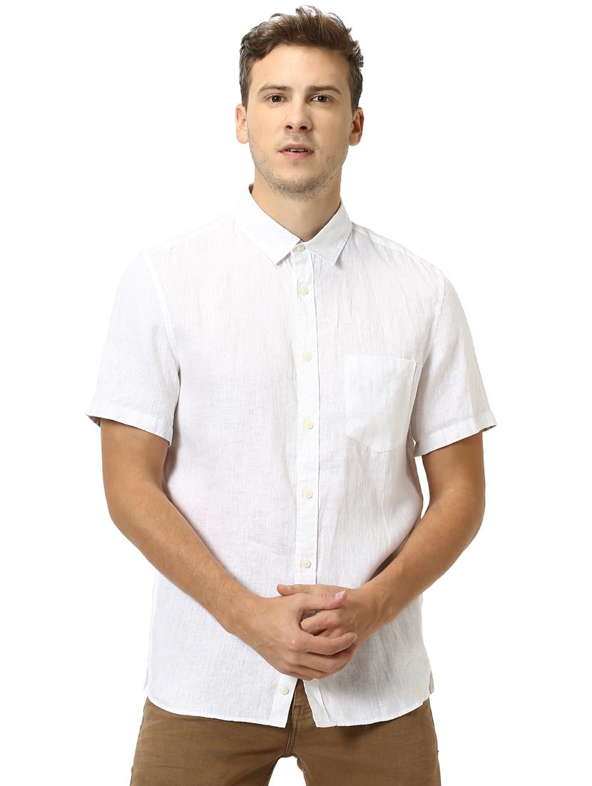 white solid linen casual shirt - 17542505 - Zoom Image - 1