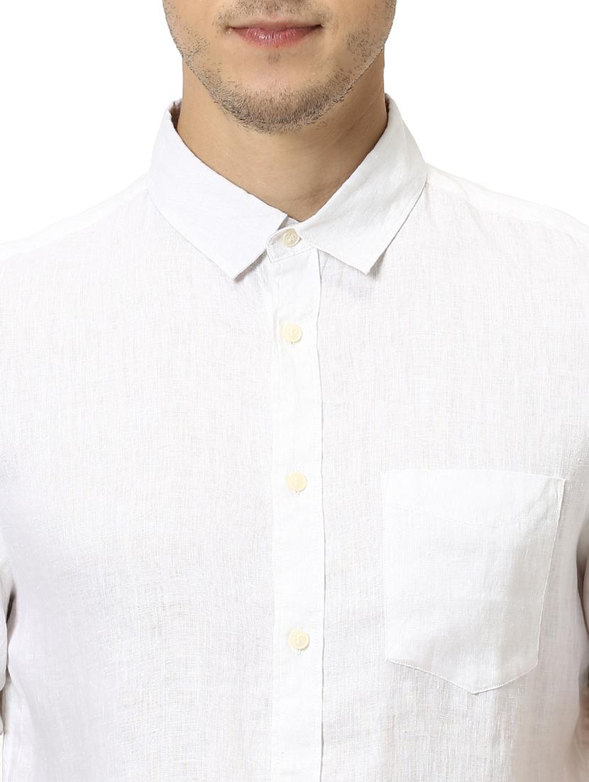 white solid linen casual shirt - 17542505 - Zoom Image - 5