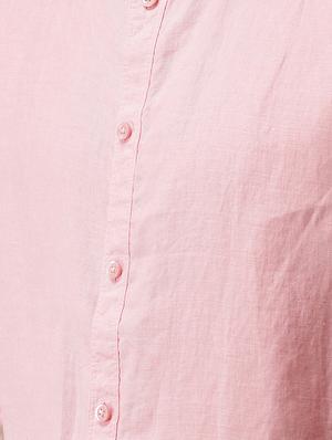 pink solid linen casual shirt - 17542510 - Standard Image - 5