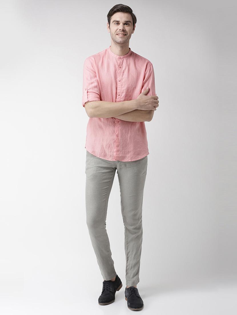 pink solid linen casual shirt - 17542510 - Zoom Image - 4