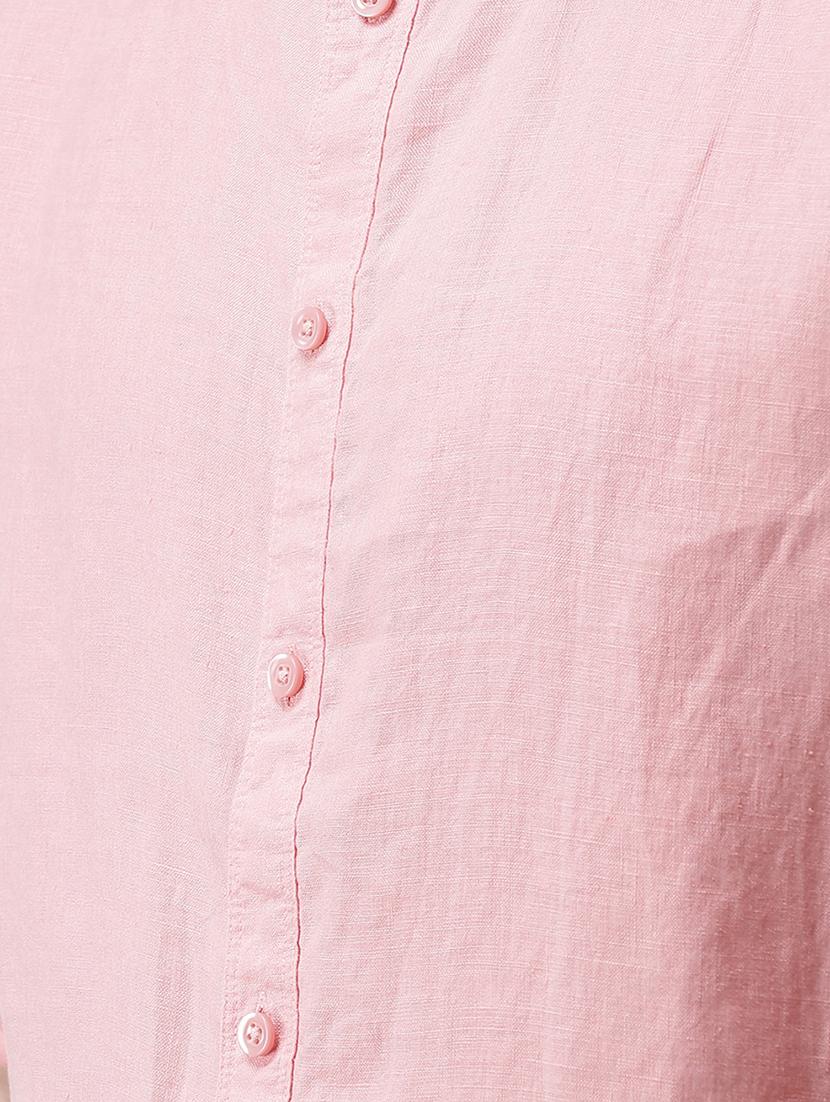 pink solid linen casual shirt - 17542510 - Zoom Image - 5